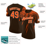 Custom Brown Orange-White Distressed Scratch Brush Stroke Performance T-Shirt