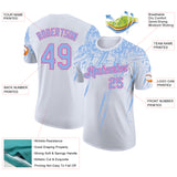 Custom White Light Blue-Pink Distressed Scratch Brush Stroke Performance T-Shirt