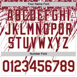 Custom White Crimson-City Cream Distressed Scratch Brush Stroke Performance T-Shirt
