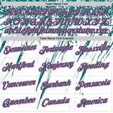 Custom White Teal-Pink Distressed Scratch Brush Stroke Performance T-Shirt
