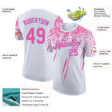 Custom White Pink-Light Blue Distressed Scratch Brush Stroke Performance T-Shirt