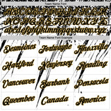 Custom White Black-Old Gold Distressed Scratch Brush Stroke Performance T-Shirt