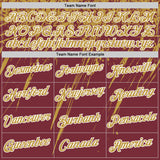 Custom Burgundy Old Gold-White Distressed Scratch Brush Stroke Performance T-Shirt