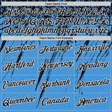Custom Powder Blue Black-White Distressed Scratch Brush Stroke Performance T-Shirt