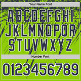 Custom Neon Green Navy-White Distressed Scratch Brush Stroke Performance T-Shirt