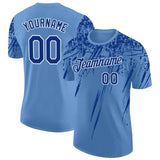 Custom Light Blue Royal-White Distressed Scratch Brush Stroke Performance T-Shirt