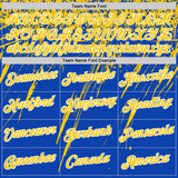 Custom Thunder Blue Yellow-White Distressed Scratch Brush Stroke Performance T-Shirt