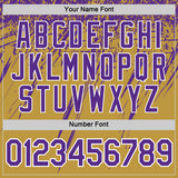 Custom Old Gold Purple-White Distressed Scratch Brush Stroke Performance T-Shirt