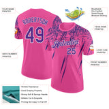 Custom Pink Purple-White Distressed Scratch Brush Stroke Performance T-Shirt