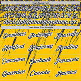 Custom Yellow Navy-White Distressed Scratch Brush Stroke Performance T-Shirt