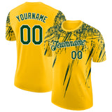 Custom Yellow Green-White Distressed Scratch Brush Stroke Performance T-Shirt