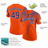 Custom Orange Royal-White Distressed Scratch Brush Stroke Performance T-Shirt