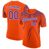 Custom Orange Purple-White Distressed Scratch Brush Stroke Performance T-Shirt