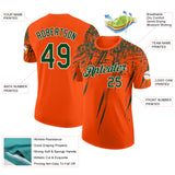 Custom Orange Green-White Distressed Scratch Brush Stroke Performance T-Shirt