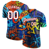 Custom Graffiti Pattern White-Red Vibrant MulticolorStreet Style Performance T-Shirt