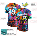 Custom Graffiti Pattern White-Light Blue Vibrant MulticolorStreet Style Performance T-Shirt