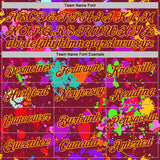 Custom Graffiti Pattern Crimson-Gold Vibrant Multicolor Paint Splatter Performance T-Shirt