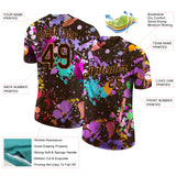 Custom Graffiti Pattern Brown-Old Gold Vibrant Multicolor Paint Splatter Performance T-Shirt