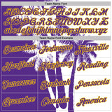 Custom White Purple-Yellow Hawaii Tropical Coastal Palm Trees Performance T-Shirt