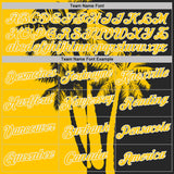 Custom Black Yellow-White Hawaii Tropical Coastal Palm Trees Performance T-Shirt