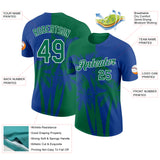 Custom Royal Kelly Green-White Hawaii Tropical Coastal Palm Trees Performance T-Shirt