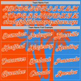 Custom Powder Blue Orange-White Hawaii Tropical Coastal Palm Trees Performance T-Shirt