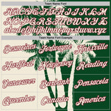 Custom Green Cream-Crimson Hawaii Tropical Coastal Palm Trees Performance T-Shirt