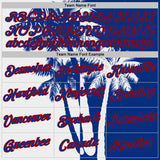 Custom Royal White-Red Hawaii Tropical Coastal Palm Trees Performance T-Shirt