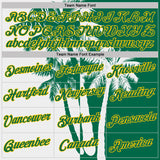 Custom Kelly Green White-Yellow Hawaii Tropical Coastal Palm Trees Performance T-Shirt