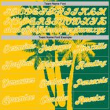 Custom Kelly Green Yellow-White Hawaii Tropical Coastal Palm Trees Performance T-Shirt