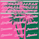 Custom Kelly Green Pink-White Hawaii Tropical Coastal Palm Trees Performance T-Shirt