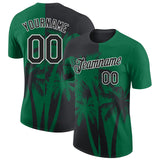 Custom Kelly Green Black-White Hawaii Tropical Coastal Palm Trees Performance T-Shirt