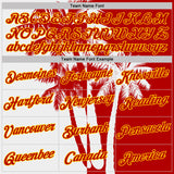 Custom Red White-Yellow Hawaii Tropical Coastal Palm Trees Performance T-Shirt