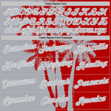 Custom Red Gray-White Hawaii Tropical Coastal Palm Trees Performance T-Shirt