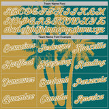 Custom Teal Old Gold-White Hawaii Tropical Coastal Palm Trees Performance T-Shirt