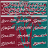 Custom Teal Crimson-White Hawaii Tropical Coastal Palm Trees Performance T-Shirt
