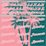 Custom Teal Medium Pink-White Hawaii Tropical Coastal Palm Trees Performance T-Shirt