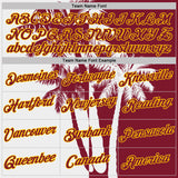 Custom Crimson White-Yellow Hawaii Tropical Coastal Palm Trees Performance T-Shirt