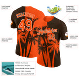 Custom Brown Orange-White Hawaii Tropical Coastal Palm Trees Performance T-Shirt