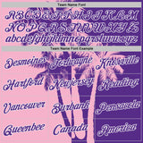 Custom Purple Light Pink-White Hawaii Tropical Coastal Palm Trees Performance T-Shirt