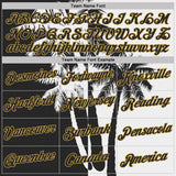 Custom White Black-Old Gold Hawaii Tropical Coastal Palm Trees Performance T-Shirt