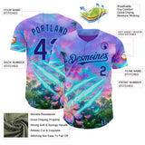 Custom Purple Dark Purple Pink-Sky Blue Cyber Tropical Palm Trees Psychedelic Sky Authentic Baseball Jersey
