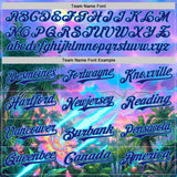 Custom Purple Dark Purple Pink-Sky Blue Cyber Tropical Palm Trees Psychedelic Sky Authentic Baseball Jersey