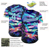 Custom Blue Ice Blue-Purple Cyber Tropical Palm Trees Music Festival Authentic Baseball Jersey
