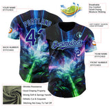 Custom Black Dark Purple-Ice Blue Cyber Tropical Palm Trees Dinosaur Gothic Fantasy Authentic Baseball Jersey