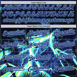 Custom Black Dark Purple-Ice Blue Cyber Tropical Palm Trees Dinosaur Gothic Fantasy Authentic Baseball Jersey