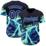 Custom Black Dark Purple-Ice Blue Cyber Tropical Palm Trees Dinosaur Gothic Fantasy Authentic Baseball Jersey