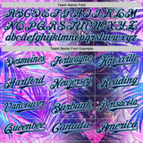 Custom Purple Navy-Ice Blue Cyber Tropical Palm Trees Dinosaur Gothic Fantasy Authentic Baseball Jersey
