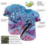 Custom Blue Ice Blue Pink-Dark Purple Cyber Tropical Palm Trees Music Festival Gothic Fantasy Authentic Baseball Jersey