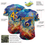 Custom Blue Gold Red-Dark Purple Cyber Tropical Palm Trees Music Festival Fluid Liquid Authentic Baseball Jersey